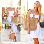 HOHOM Beach Bags for Women, Summer Travel Mesh Tote Bag with Large Inner Pocket, Sandproof Woven Shoulder Handbag