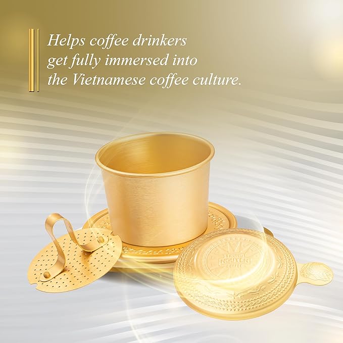 TRUNG NGUYEN LEGEND Vietnamese Pour Over Filter Set, Traditional Phin Drip Coffee Maker, Portable Reusable Coffee Press (Yellow)
