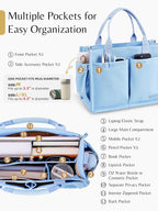 BESBESME Canvas Tote Bag for Women with Zipper & Compartments– Large Work & College Laptop Tote Crossbody Shoulder Bag