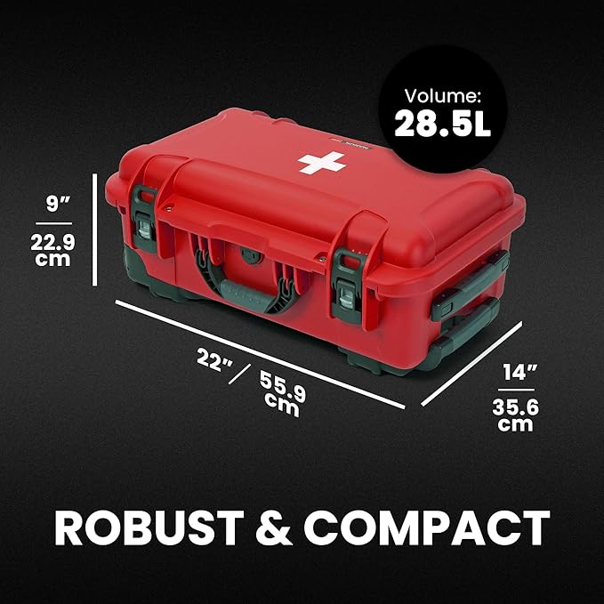 NANUK 935 Wheeled Waterproof First Aid Box Empty – Durable, Medical First Aid Organizer Case, IP67-Rated, Dustproof, Impact-Resistant, and Floats (20.5” x 11.3” x 7.5”) – Red