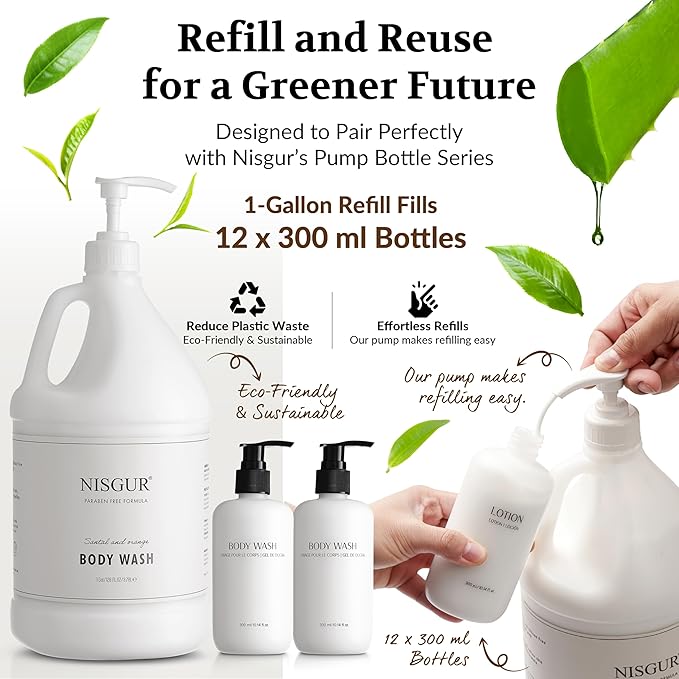 Shampoo Conditioner Body Wash and Lotion Kit 4 Pump Bottles Per Case Each 10.14 Fl oz/300 ML Aloe vera, Green Tea Extract Infused Hotel Toiletries