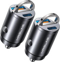 MRGLAS 2-Pack 90W USB C Car Charger,[Super Mini Metal] Car Charger Fast Charging Adapter PD+QC3.0 Dual Port Type C Car Cigarette Lighter USB Compatible iPhone 17 16 15 Pro Max iPad Samsung S26 25