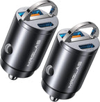 MRGLAS 2-Pack 90W USB C Car Charger,[Super Mini Metal] Car Charger Fast Charging Adapter PD+QC3.0 Dual Port Type C Car Cigarette Lighter USB Compatible iPhone 17 16 15 Pro Max iPad Samsung S26 25