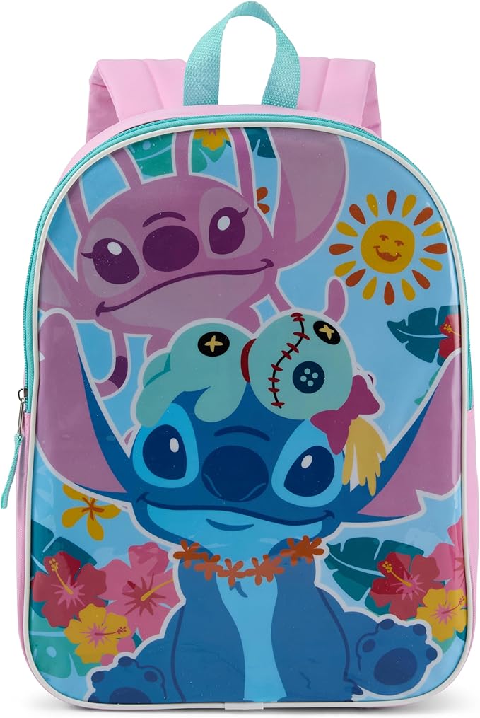 Disney Lilo and Stitch Backpack for Kids - Cute & Durable Kids Backpack for Girls with Padded Straps & Zip Compartment - Ideal Toddler Bookbag for School & Travel - 15”