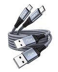 Short USB A to USB C Cable 3FT, USB C Fast Charging Cable, Durable Braided USB to USB Type C Cord for Car iPhone USB C Charger for iPhone 17/16/15/Pro Max/Plus, Samsung Galaxy S23 and More-2Pack Gray