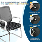 Inflatable Airplane Seat Cushion, Comfort 3d Air Cell Seat Cushion, Tailbone Pain Relief for Long Distance Sedentary People to Use (Black, 16*18in)