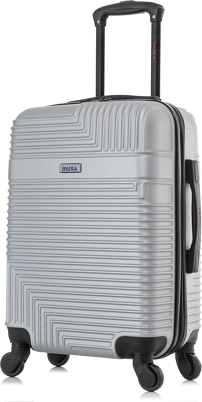 InUSA RESILIENCE Luggage with Spinner Wheels | Durable Lightweight Hardshell Suitcase, Spacious Travel Bag with Handle and Trolley | 20-Inch Carry On Small Luggage | Silver