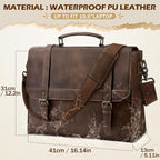 IGOLUMON Messenger Bag for Men 15.6 inch Vintage Leather Waterproof Laptop Briefcase for Men Large Computer Laptop Bag Leather Satchel Bag Retro Shoulder Bag for Office Business College, Dark Brown