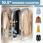 BALEINE 60'' Clear Garment Bags, 10.5'' Wide PEVA Suit Bag for Closet Clothes Dresses Suit Coats Storage (Clear, 9PK)