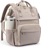 LOVEVOOK Laptop Backpack for Women with Giant Tumbler Holder Pocket,17 inch Waterproof Travel Backpack Purse Computer Laptop Bag,Professional Work College Nurse Teacher Backpack Daypack,Grayish-pink