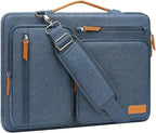 MOSISO 360 Protective Laptop Shoulder Bag,15 inch Computer Bag Compatible with MacBook Air 15 inch M5 M4 M3 M2/Pro 15, Dell XPS Plus,Side Open Messenger Bag with 4 Zipper Pockets&Handle, Haze Blue
