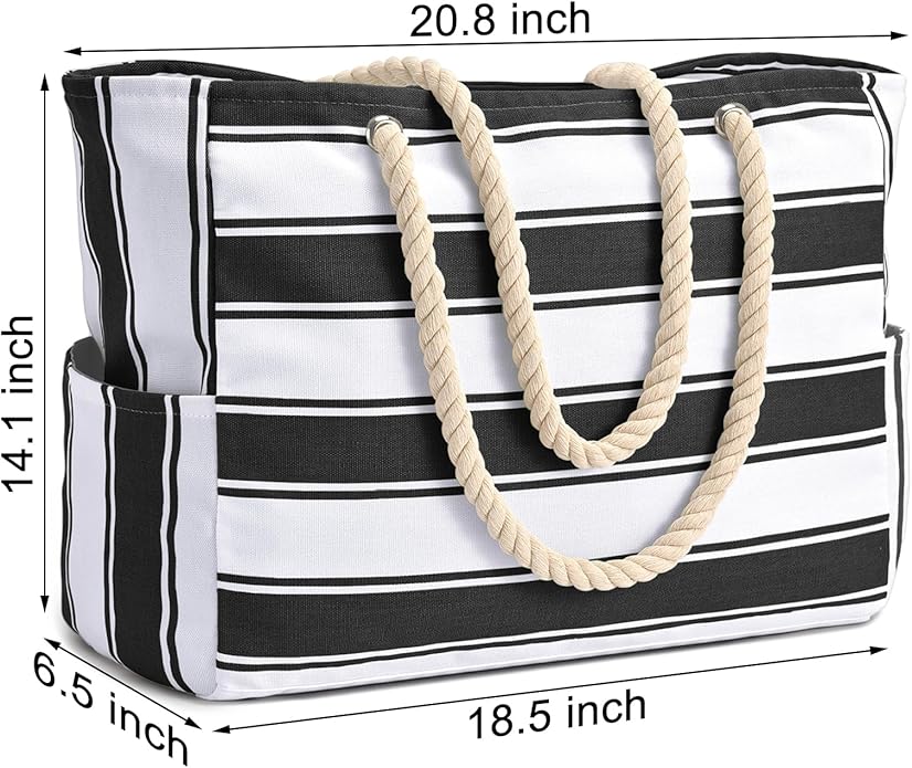 Becokan Beach Bags for Women Large Waterproof Beach Tote Bag Zipper Beach Bags Waterproof Sandproof Swim Pool Bag Large Tote