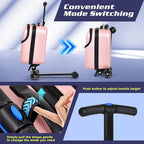 smilesun Foldable Ride On Scooter Suitcase with Front Opening, Lightweight Carry On Scooter Luggage for Adults, Teens & Kids（Pink 20-inch）