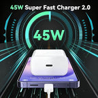 45W Super Fast Charger USB C Android Phone Type C Charger Fast Charging Block with 6.6FT Cord for Samsung Galaxy S26/S26 Ultra/S26+/S25 Ultra/S25/S24 Ultra/S24/S23 Ultra/S22/S21/S20/Note 10, White