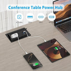Table Power Outlet Hub PD20W USB-C Fast Charging Station, Recessed Outlet with 2AC Outlets and USB Ports for Conference Room Kitchen Countertop, Black