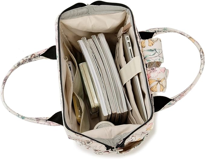 Kinmac Wide Open Style Laptop Backpack for Laptop Up to 15.6 Inch Men Women Travel Outdoor Backpack (Floral)