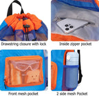Swim Bag for Kids Mesh Beach Backpack for Boys Lightweight Drawstring Beach Bag Swimming Pool Sports Gym String Bag (Blue)