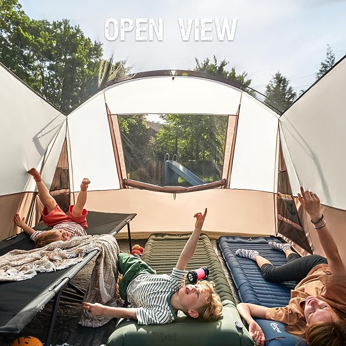 PORTAL 6/8/10 Person Family Camping Tent with Screen Room, Water Resistant Big Tunnel Tents with Rainfly, Large Family Tent for Camping, Outdoor, Patio