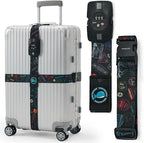 Travelkin Luggage Straps for suitcases TSA Approved,Adjustable Luggage Belts with Lock Fit 18-32 inch Suitcases(World Marks-Colorful-TSA)