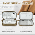FYY Electronic Organizer, Travel Cable Organizer Bag Pouch Electronic Accessories Carry Case Portable Waterproof Double Layers All-in-One Storage Bag for Cable, Cord, Charger, Phone, Earphone Brown