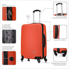 InUSA ROYAL Hardside Spinner Luggage with Ergonomic Handles | Spacious Travel Suitcase with Four Spinner Wheels and Studs | 24 Inch Medium Hardside Spinner Luggage | Orange