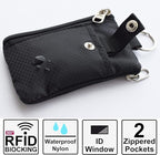 CHENSPRX Minimalist RFID Blocking Small Wallet with ID Window,WaterResistant Zip Id Case Wallet with Lanyard Keychain for Cards,Cash,Travel,Women,Men
