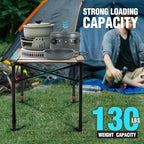 VILLEY Folding Camping Square Table with Carry Bag, Lightweight Aluminum Adjustable Square Table for Outdoor, Camping, Picnic, Backyards, BBQ, Medium