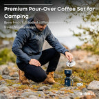 Pour Over Camp Coffee Maker Set– Vacuum Insulated Mug with Leakproof Lid, Stainless Steel Micro Filter, Scratch-Resistant Finish, Portable Coffee Maker for Camping, Travel & Outdoor Adventures