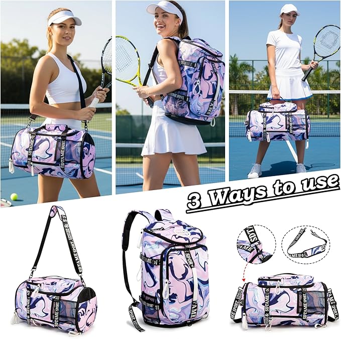 Gym Duffle Bag Backpack with Shoe Compartment,4 ways Travel Backpack for Women and Men,Multi-Functional Weekender bag with Waterproof Layer&Laptop Compartment for Fitness, Travel,Camping