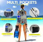 HOHOM Swim Mesh Beach Bag, Waterproof Gym Bags for Women and Men, Large Pool Bag Swimming Gear Drawstring Backpack