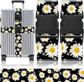 Slohif Luggage Straps for Suitcases Travel Belt Accessories Luggage Connector Identifiers 2 Pack Over Handle with Buckle Unique Nylon Adjustable Strap for Sleeping Bag Car Seat Daisy