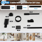 Cable Management Under Desk, 【Up to 15 Cord】【Enhanced Wire Holder】 Cord Organizer, Adjustable Hook and Loop Cable Ties, Home Office Essentials, Cable Hider Clips Under Table, 20 Pair