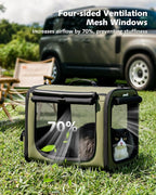 Pecute Dog Car Carrier Light Weight 19.7×16.9×14.8in, Dog Carrier Easy to Assemble, Dog Car Crate Portable and Breathable,Pet Carrier for Indoor and Outdoor, Dog Travel Crate with Curtain Green
