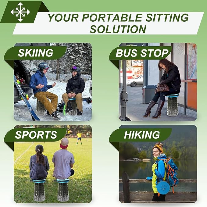 ALEVMOOM Upgraded XXL Collapsible Stool with Thick Cushion 19.7",1000lbs Max Weight,Wider & Taller Pop Up Seat, Heavy Duty Portable Retractable Folding Chair or Travel Foot Rest for Camping & Outdoors