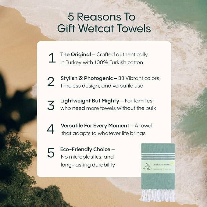WETCAT Turkish Beach Towel Oversized (38"x71") 100% Turkish Cotton, Made in Turkey - Sand Free, Extra Large, Ultra Soft, Quick Drying, Compact & Lightweight for Travel - Tawny Brown