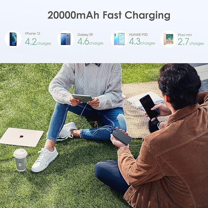 [2-Pack] Portable Charger Power Bank 20000mAh,Ultra Slim Fast Charging Battery Pack with Dual USB Outputs,Travel Essential Portable Phone Charger for iPhone 17/16/15/14/13/12/X,Galaxy S24-Black+Red