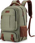 Tzowla Canvas Laptop Backpack, Bag for Men Women,Travel Work Rucksack Fits 15.6 Inch Laptop, Large Capacity Bookbag(Green)