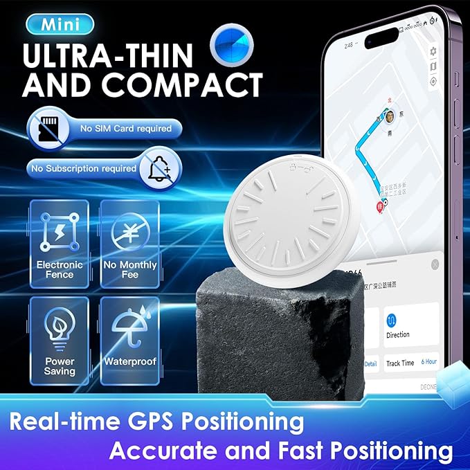 Mini GPS Tracker for Vehicles – Hidden Magnetic Car Tracker Device, Real-Time GPS Tracking for Kids, Car, Pets, No Monthly Fee, Works with Apple Find My and Google Find Hub, Vehicle Locator
