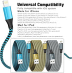 SHUSEL for iPhone Charger 3 Pack 6FT USB Lightning Cable MFi Certified Fast Charging Nylon Braided for iPhone Charger Cord Compatible with iPhone 14 Plus 14 pro max 13 12 11 XS X XR 8 Plus 7 6 SE 5s