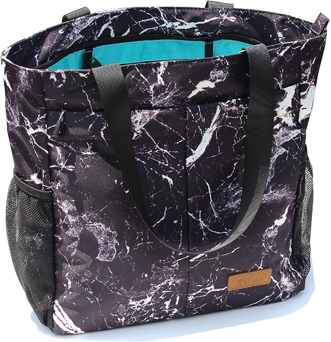 ESVAN Original Floral Tote Bag Large Shoulder Bag with Multi Pockets for Gym Travel Beach Daily Bags