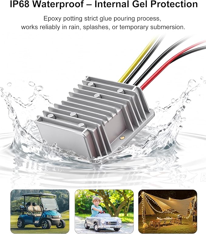 18V to 12V Step Down Converter Aadpter Compatible with Milwaukee M18 Batteries, DC 12 Voltage Battery Power Adapter, Automatic Buck Converter Regulator with Fuse for Golf Cart