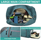 Dimayar 40L Travel Duffle Bag for Men Women - Foldable Duffel Bag with Shoes Compartment - Overnight Bags Waterproof & Tear Resistant(Green)