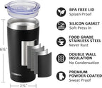 SUNWILL Travel Coffee Tumbler 20 oz, Insulated Mug with Lid, Stainless Steel Cup for Outdoor, Powder Coated Black
