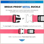 Hero Luggage Straps for Suitcases and Carry-On (2-Pack) Heavy-Duty Secure Belts with 700+ lbs. Max Force Tension (Pink)