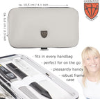 3 Swords Germany - Brand Quality 6 piece Manicure Pedicure Grooming kit Set - Scissors, Metal and Glass Nail File, Clipper, Tweezers with Synthetic Leather case - White/Black Tools