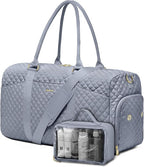 Women Weekender Travel Duffle Bag: Travel Duffel Overnight Bags with Shoe Compartment Large Carry on Tote with Toiletry Bag Weekend Traveling Yoga Gym Hospital Bag for Women with Wet Pocket Grey