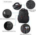 KROSER Travel Laptop Backpack 17.3 Inch XL Computer Backpack with Hard Shell Saferoom RFID Pockets Water-Repellent Business College Daypack Stylish Bag for Men/Women-Black