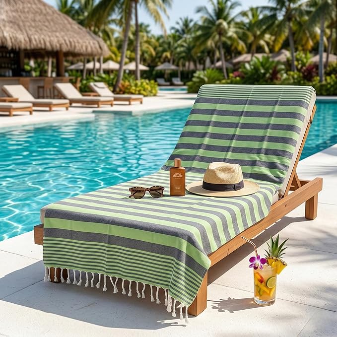 Cotton Turkish Beach Towel with Towels Oversized 36"x72" Pool Absorbent Extra Large Quick Dry Sand Travel Towel (Charcoal, 6 Pack)