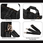 LEATHER VILLAGE 18" Leather Laptop Messenger Briefcase Bag for Men-Leather Satchel for Travel and Office Shoulder Bag- Black