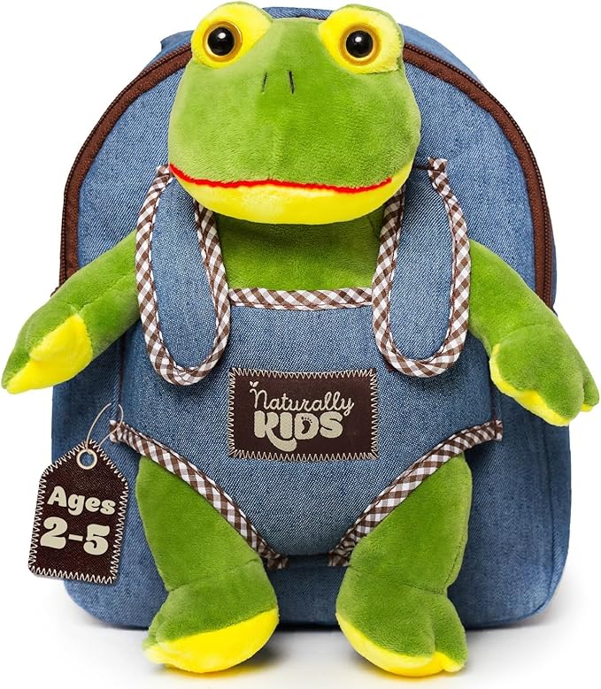 Frog Backpack, Frog Toys for Kids 3-5, Toddler Stuffed Animal Gifts for 2 3 4 5 Year Old Girl Boy